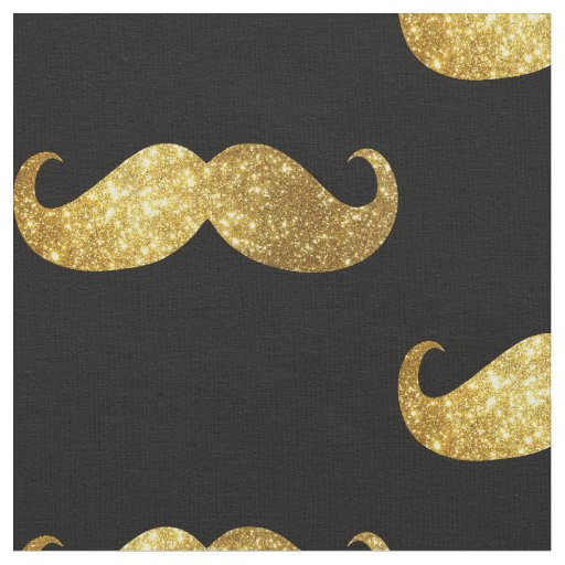 Gold Glitter Mustache Fabric