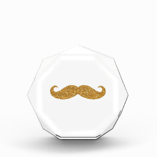 Gold Glitter Mustache Print Golden Moustache Curly Award