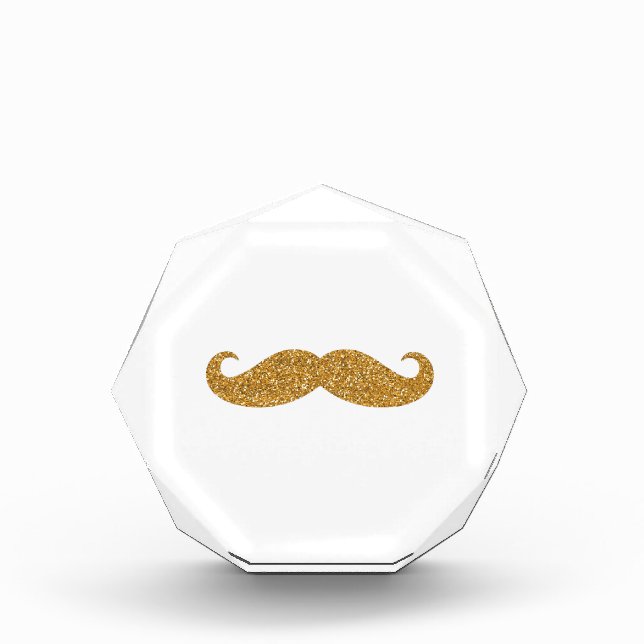 Gold Glitter Mustache Print Golden Moustache Curly Award (Front)
