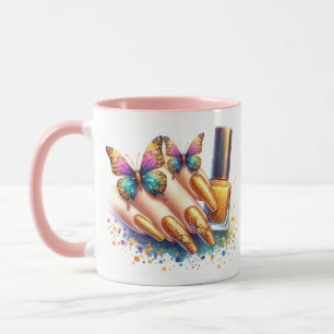 Gold Glitter Nail Technician Mug