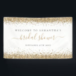 Gold Glitter Name Date Welcome to Bridal Shower Banner<br><div class="desc">Gold Glitter Name Date Welcome to Bridal Shower. Welcome your guests with this gold faux glitter borders design. Easily personalise the words.</div>