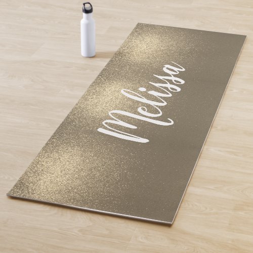 Gold Glitter Name Monogram Yoga Mat