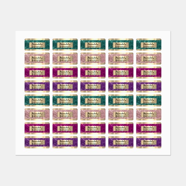 Gold Glitter Name Promotional Online Shop  Labels (Sheet)