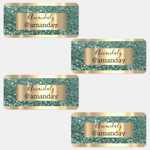 Gold Glitter Name Promotional Product Mint  Labels