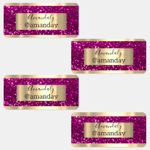 Gold Glitter Name Promotional Product Pink Glam Labels