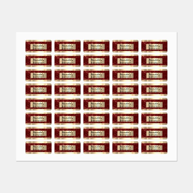 Gold Glitter Name Promotional Product Red Labels (Sheet)