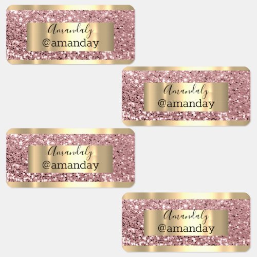 Gold Glitter Name Promotional Product Rose Labels