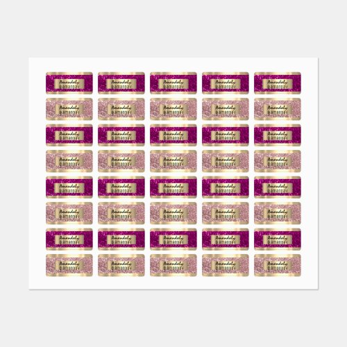 Gold Glitter Name Promotional Product Rose Pink Labels