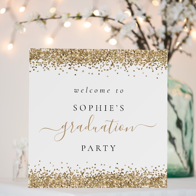 Gold Glitter Name Welcome Graduation Party Foam Board (In Situ (Wedding))