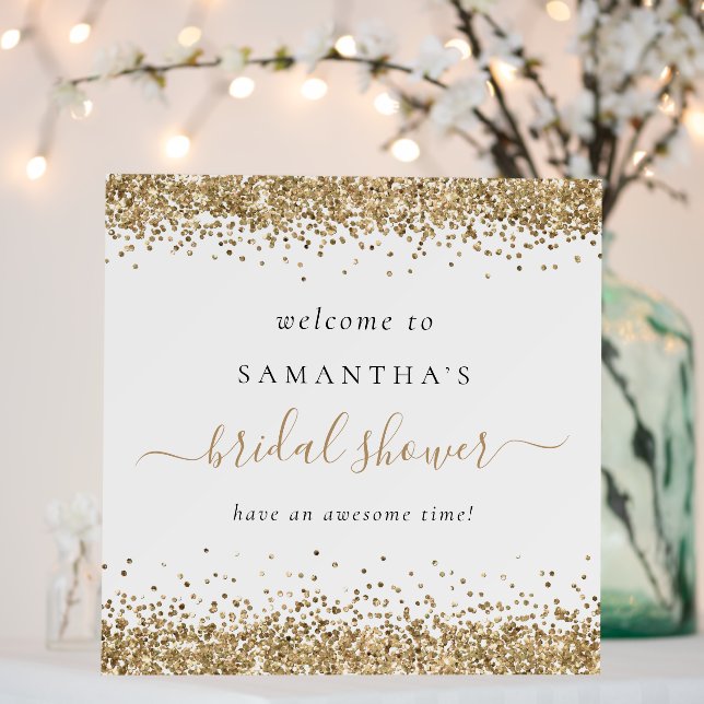 Gold Glitter Name Welcome to Bridal Shower Foam Board (In Situ (Wedding))
