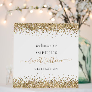 Gold Glitter Name Welcome to Sweet Sixteen Party Foam Board