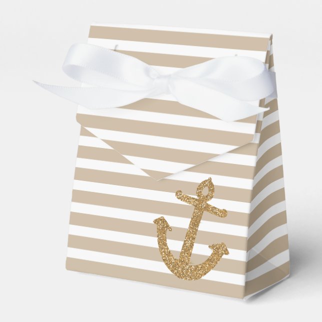 Gold Glitter Nautical Anchor Favor Boxes (Front Side)