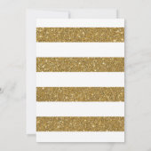 Gold Glitter Navy Black Stripe Shower Invitation (Back)