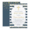 Gold Glitter Navy Blue Boy Baptism Invitation