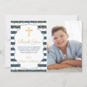 Gold Glitter Navy Blue Holy Communion Thank you Invitation | Zazzle