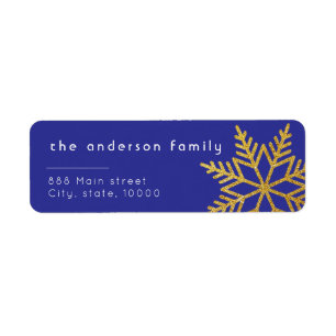 Gold Glitter Navy Christmas Return Address Label