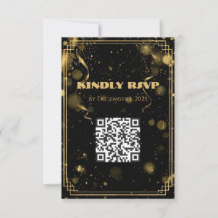 Gold Glitter New Year’s Eve RSVP Card   Elegant