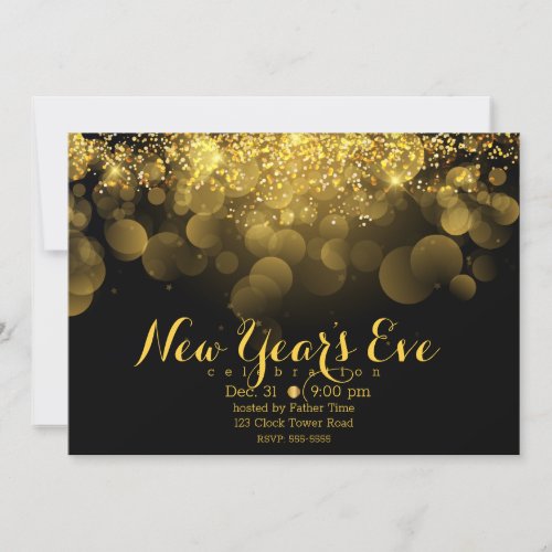 Gold Glitter New Years Eve Invitation