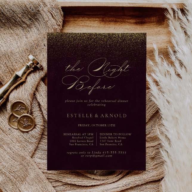 Gold Glitter Night Before Rehearsal Dinner   Invitation (Creator Uploaded)