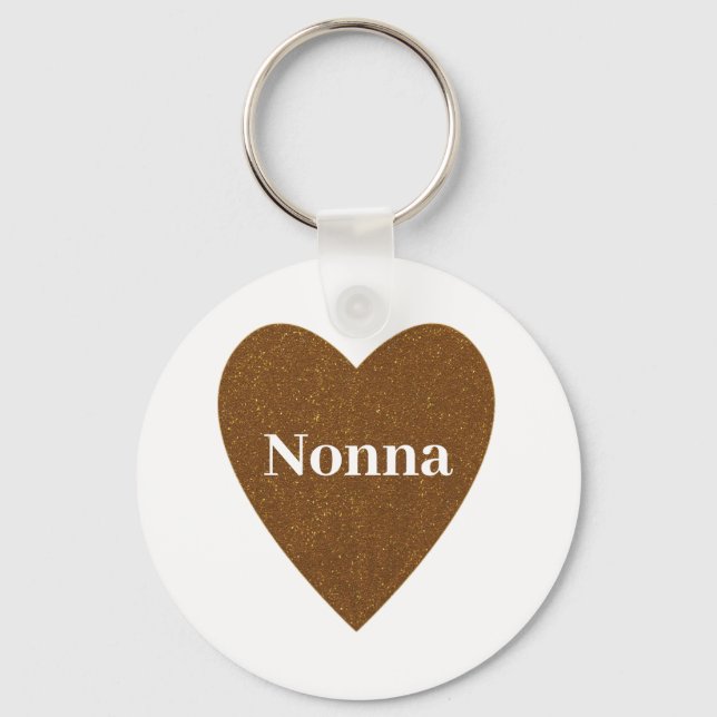 Gold Glitter Nonna Heart Keychain (Front)