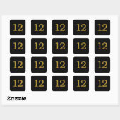 Gold Glitter Number 12 wide font Square Sticker | Zazzle