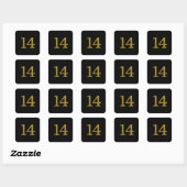 Gold Glitter Number 14 wide font Square Sticker | Zazzle