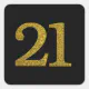 Gold Glitter Number 21 Wide Font Square Sticker | Zazzle
