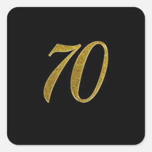 Gold Glitter Number 70 Square Sticker