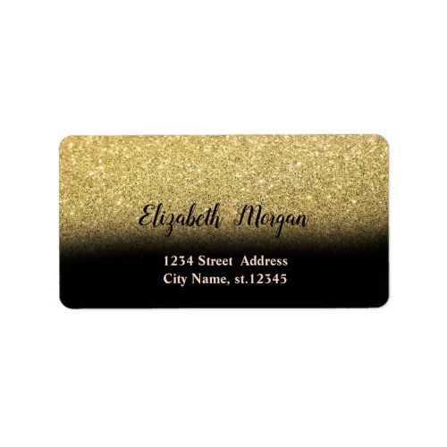 Gold Glitter Ombre Bokeh Label