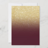 Gold glitter ombre burgundy elegant Sweet sixteen Invitation (Back)