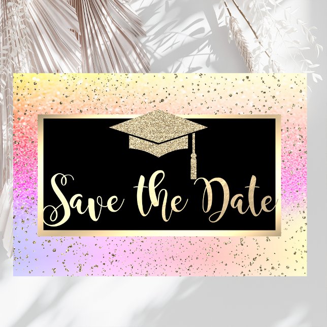 Gold Glitter Ombre Graduation Save The Date (Creator Uploaded)