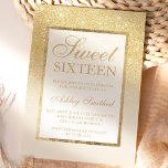 Gold glitter ombre ivory elegant Sweet sixteen Invitation<br><div class="desc">A modern,  pretty chic and elegant faux gold glitter ombre ivory off white Sweet sixteen party invitation with gold with and elegant gold frame .</div>