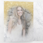 Gold glitter ombre marble photo Sweet 16 rsvp Tri-Fold Invitation (Inside First)