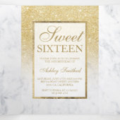 Gold glitter ombre marble photo Sweet 16 rsvp Tri-Fold Invitation (Inside Middle)
