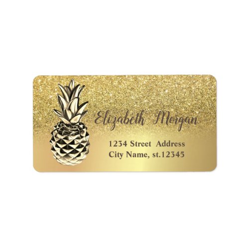 Gold Glitter Ombre Metallic Pineapple  Label