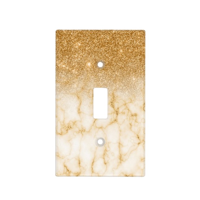 Gold Glitter Ombre trendy Marble Light Switch Cover (Front)