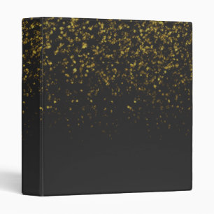 Gold Glitter On Black 3 Ring Binder