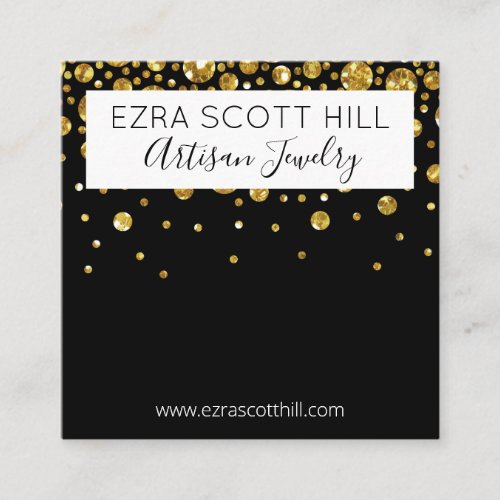 Gold Glitter On Black Artisan Jewelry Display Card