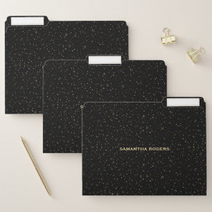 Gold Glitter On Black Background File Folder