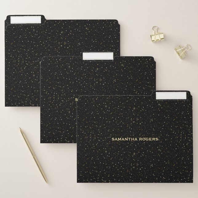 Gold Glitter On Black Background File Folder (Set)