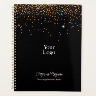 Gold Glitter on Black Background Weekly Monthly Planner