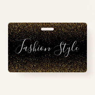 Gold Glitter on black fashion style   Badge