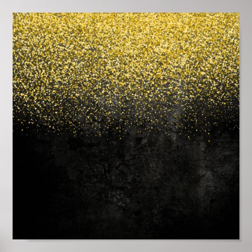 Gold glitter on black marble poster