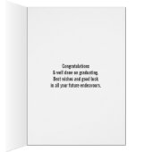 Gold Glitter on Black with Graduation Cap Congrats (Inside (Right))