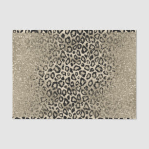 Gold Glitter on Ombre Leopard Background Tissue Paper