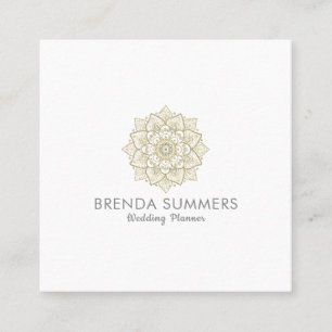 Gold Glitter Ornate Mandala Square Business Card