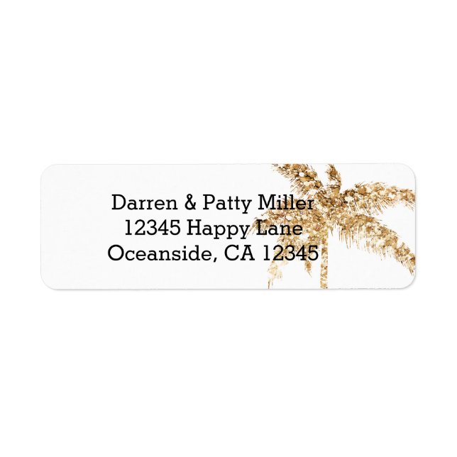 Gold Glitter Palm Tree Label (Front)