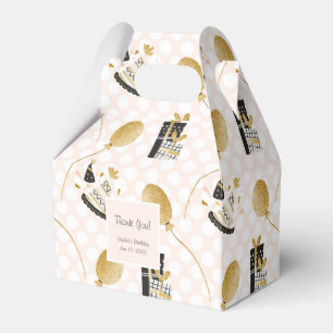 Gold Glitter Party Balloons Kid Birthday Thank You Favor Boxes