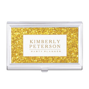 Gold Glitter Party Planner Design Business Card Holder