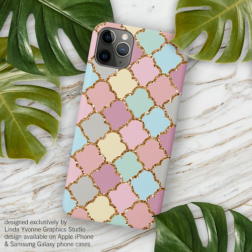 Gold Glitter Pastel Pink Turquoise Blue Green Art iPhone 13 Pro Max Case